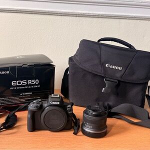 Canon EOS R50 Digital Camera with Lens and Bag - Black